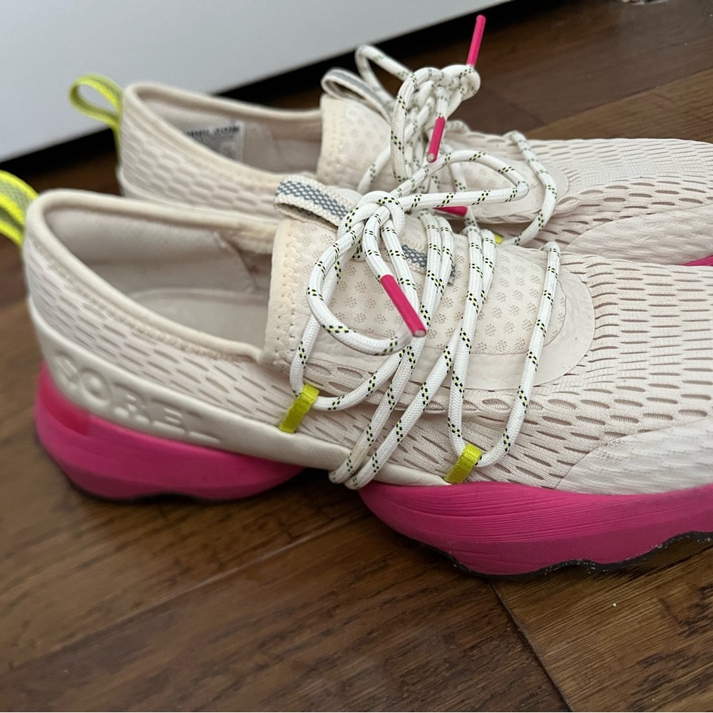 Women's SOREL Cream and Pink Athletic Shoes